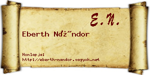 Eberth Nándor névjegykártya